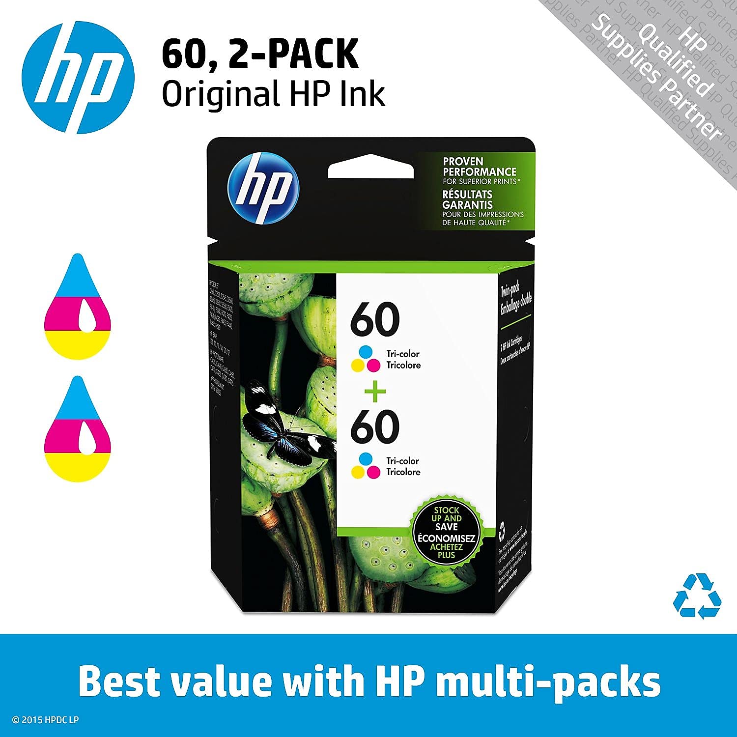Amazon.co.jp: HP 60 3色 純正インクカートリッジ (CC643WN) 2個の